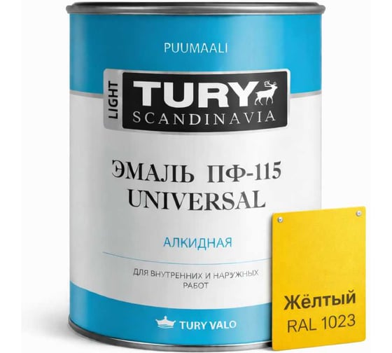 Изображение товара Эмаль TURY ПФ-115 Универсал желтая, 2,4 кг 2007168