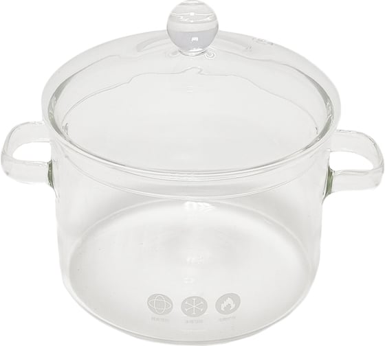 Изображение товара Стеклянная термостойкая кастрюля с крышкой URM 1300 мл, прозрачная D01195