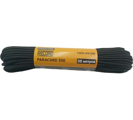 Изображение товара Паракорд RECORD Моток 32пр ПА d=4.0мм, 30 м, черный 4680253045766