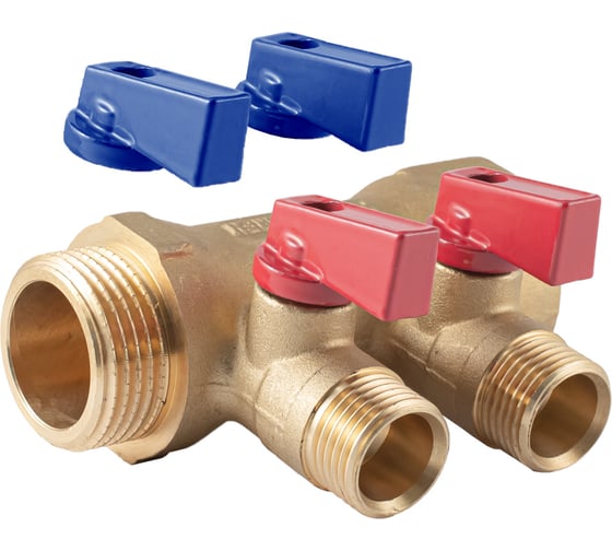 Изображение товара Коллектор с шаровыми кранами PROFACTOR в/н 1" х 2 вых 1/2"нар PF MV 265.2