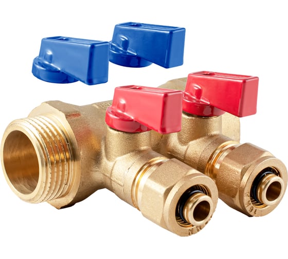 Изображение товара Коллектор с шаровыми кранами PROFACTOR в/н 1" х 2 вых 16 цанга PF MVP 267.2