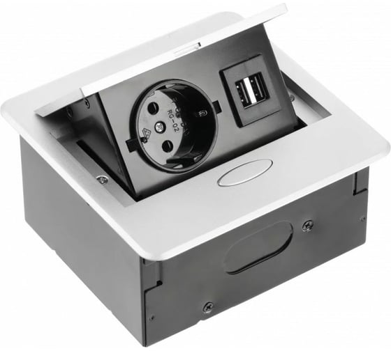 Изображение товара Выдвижной блок розеток GTV выдвижная розетка на 1 EURO розетку и 2 USB-A, серый, AE-PB1SAVA-53