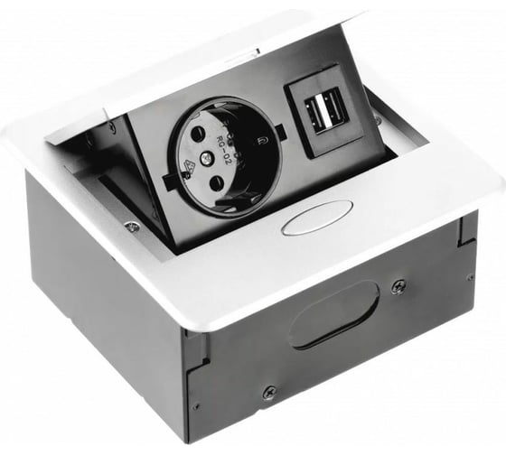 Изображение товара Выдвижной блок розеток GTV выдвижная розетка на 1 EURO розетку и 2 USB-A, белый, AE-PB1SAVA-10