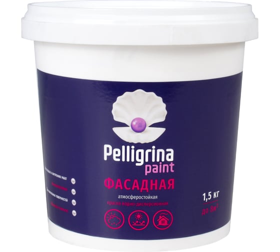 Изображение товара Фасадная акриловая краска PELLIGRINA PAINT белоснежная, 1.5 кг 231202