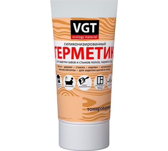 Изображение товара Силиконизированный герметик VGT мастика для внутренних и наружных работ, дуб, 0.16 л, туба 11607874