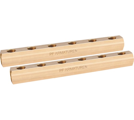 Изображение товара Коллектор PROFACTOR латунный двусторонний в/в 1" х 6 вых 1/2"вн PF MF 260.6