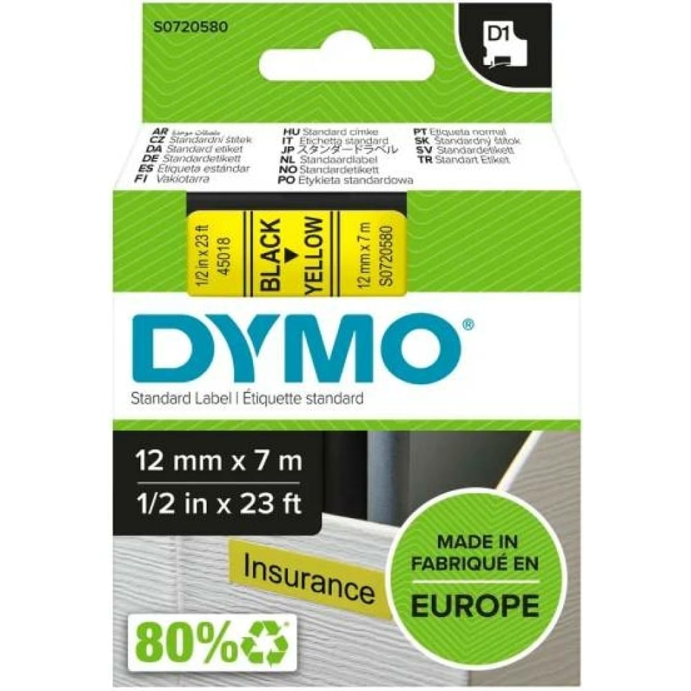 Картридж Dymo картридж для принтеров этикеток dymo d1 12мм х 7м пластик красный шрифт белый фон s0720550