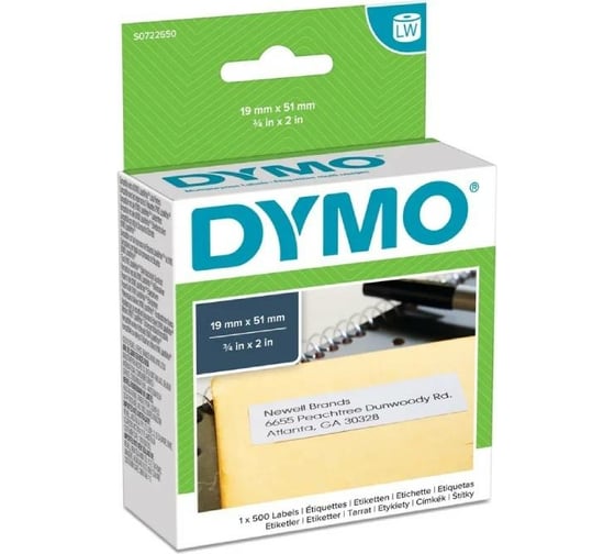 Изображение товара Многофункциональные этикетки Dymo S0722550 51x19 мм, 500 штук в рулоне DYMO11355