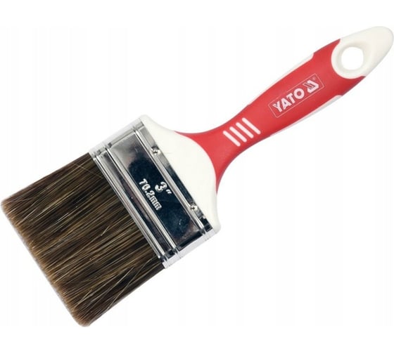 Изображение товара Флейцевая кисть YATO 76мм, расщепленная щетина, двухкомпонентная нескользящая ручка YT-54564