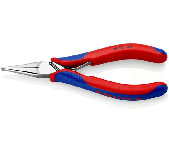 Изображение товара Захватные длинногубцы для электроники плоскокруглые губки, 145 мм, 2-комп ручки KNIPEX KN-3562145