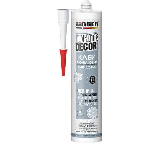 Изображение товара Клей ZIGGER WHITE DECOR акриловый для декора, белый 280гр 03-02-16