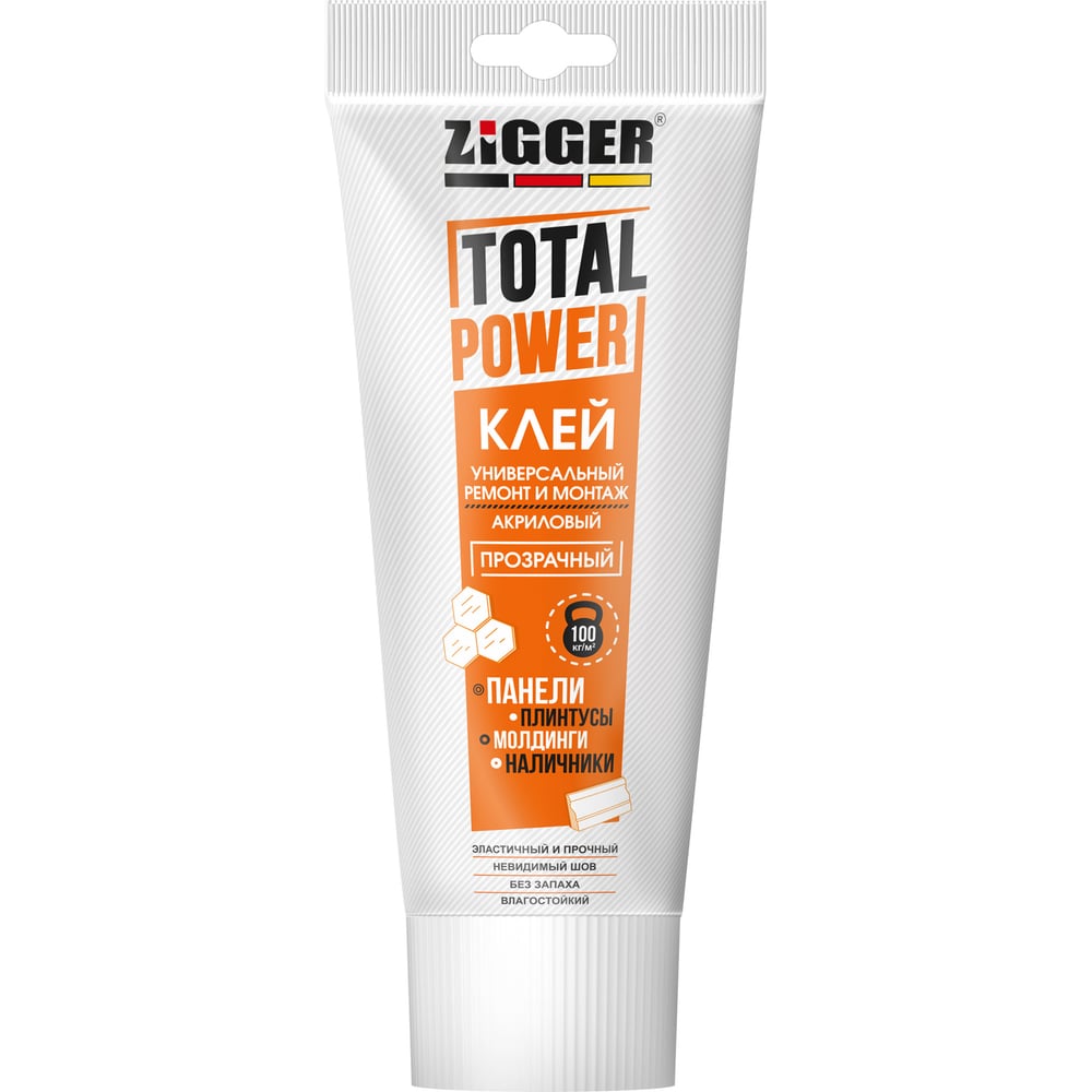 Изображение товара Акриловый универсальный клей ZIGGER TOTAL POWER 250 г бесцветный быстросохнущий