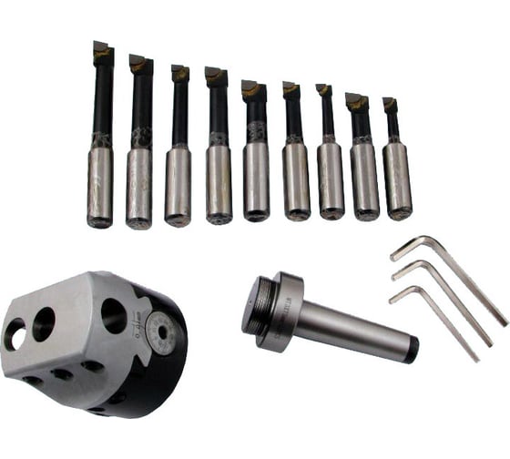 Изображение товара Головка расточная d 50 мм, D расточки 10-70 мм, КМ2 с комплектом резцов Т15К6 из 9шт CNIC 55043