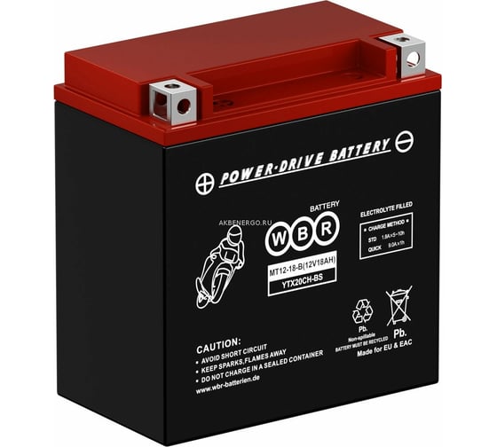 Изображение товара Мото аккумулятор WBR MT12-18-B  MF УТ-00002741