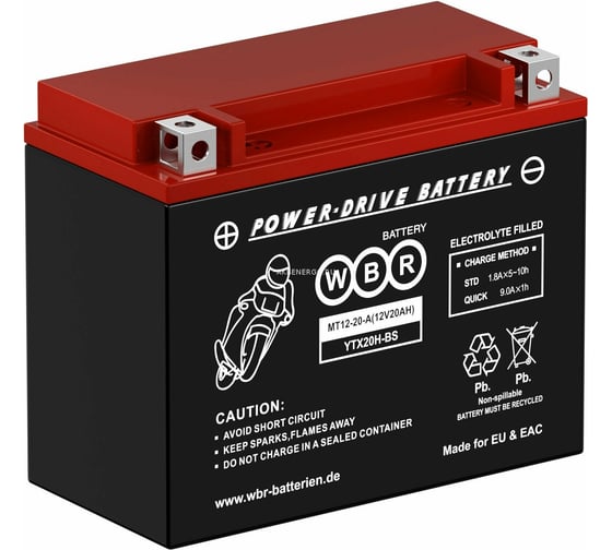 Изображение товара Мото аккумулятор WBR MT12-20-A MF УТ-00002705