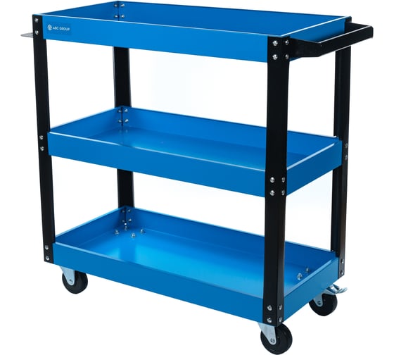 Изображение товара Передвижная тележка ABC с 3-мя полками, синяя ПТ3-C