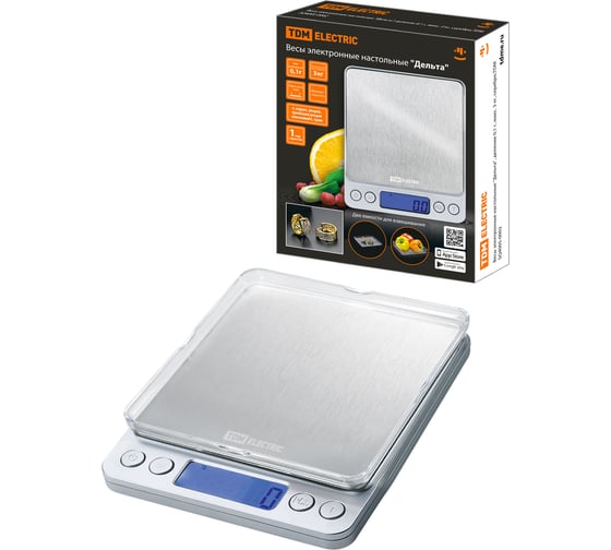 Изображение товара Электронные настольные весы TDM ELECTRIC "Дельта" деление 0,1 г, макс. 3 кг, серебро, SQ4005-0002