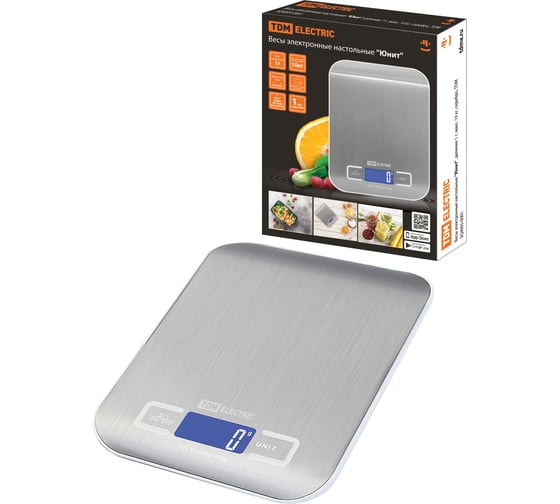 Изображение товара Электронные настольные весы TDM ELECTRIC "Юнит", деление 1 г, макс. 10 кг, серебро, SQ4005-0001