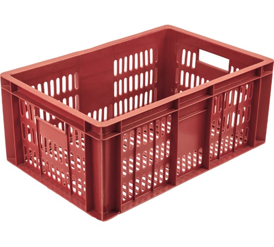 Изображение товара Колбасный ящик с перфорацией Тара.ру п/э, 600x400x250, красный 19149