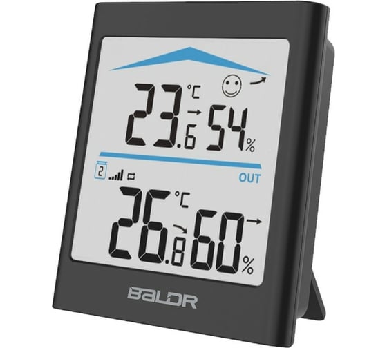 Изображение товара Цифровой термогигрометр с внешним датчиком BALDR B0135T2H2-BLACK