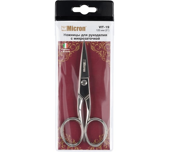 Изображение товара Ножницы Micron VIT-19 для рукоделия, в чехле, 125 мм, с микрозаточкой 571162