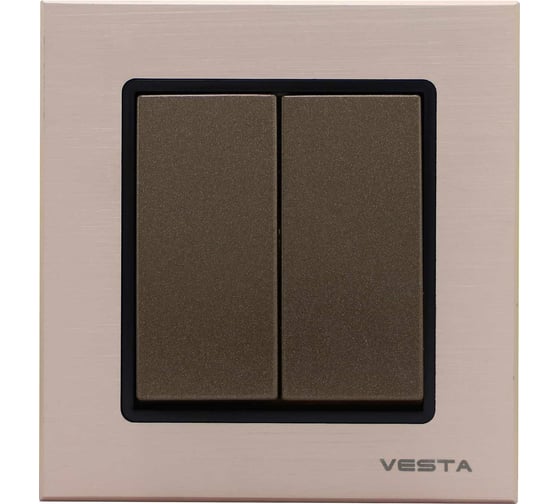 Изображение товара Выключатель Metronex Electric Exclusive Champagne Metallic двухклавишный FVK050204BSH