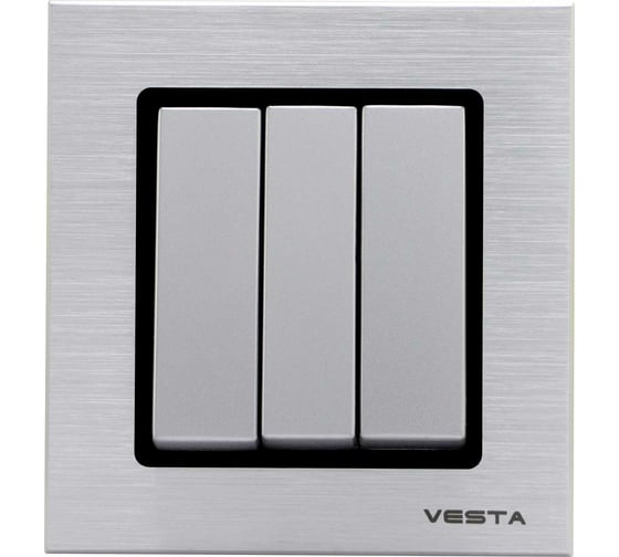 Изображение товара Выключатель Metronex Electric Exclusive Silver Metallic трехклавишный FVK050306STA