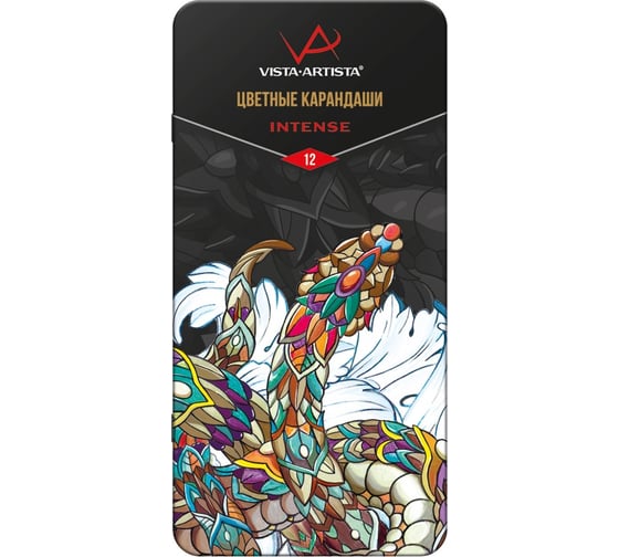 Изображение товара Набор цветных карандашей Vista-Artista заточенный, 2 шт, 12 цветов, в металлической коробке 4630082236965