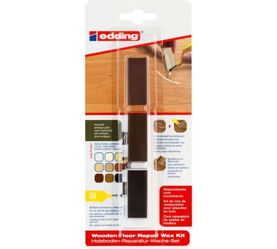Изображение товара Восковой набор EDDING 8902 для ремонта деревянных полов, 3 оттенка, блистер, колониальный E-8902#3-B#607