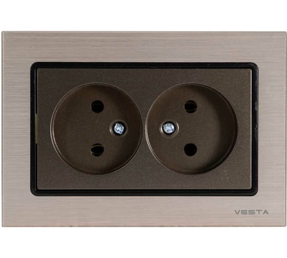 Изображение товара Розетка Metronex Electric Exclusive Champagne Metallic двойная без заземления FRZ00041020BSH