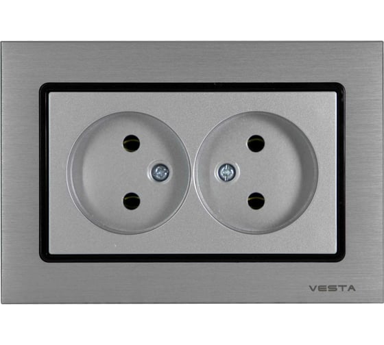 Изображение товара Розетка Metronex Electric Exclusive Silver Metallic двойная без заземления FRZ00041021SER