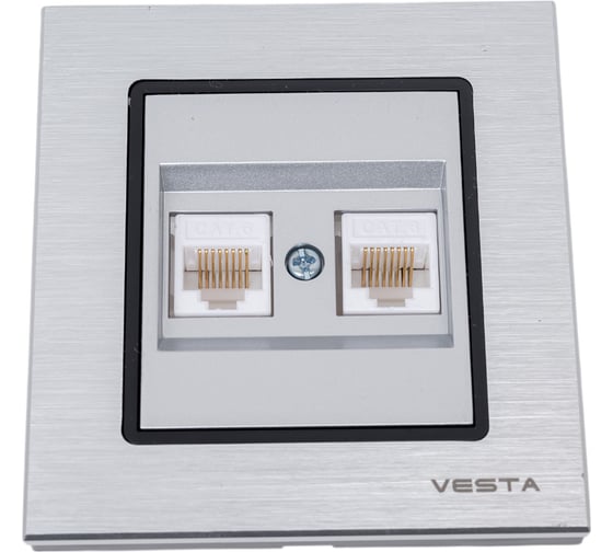 Изображение товара Розетка Metronex Electric Exclusive Silver Metallic для сетевого кабеля LAN двойная FRZ00041019SER