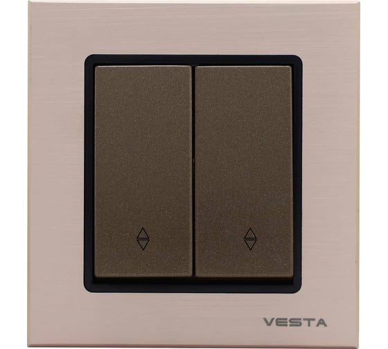 Изображение товара Выключатель Metronex Electric Exclusive Champagne Metallic реверсивный двуклавишный FVK050205BSH
