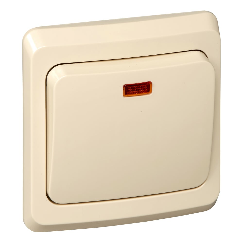 Изображение товара Кремовый 1-клавишный проходной переключатель Systeme Electric Этюд 10А с индикатором