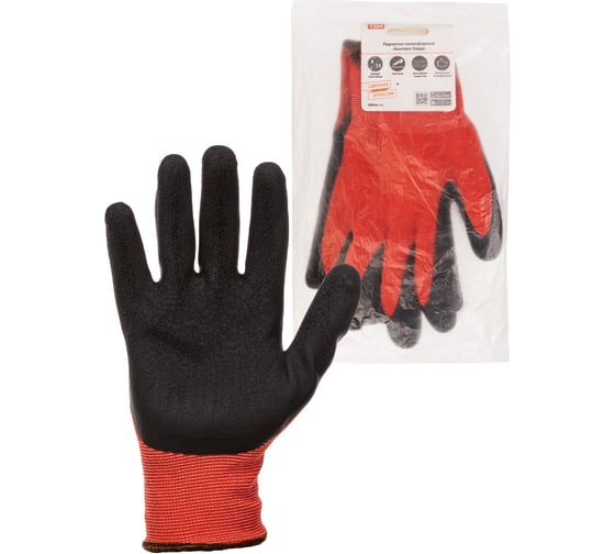Изображение товара Полиэфирные перчатки TDM ELECTRIC рельефное латексное покрытие, размер 9, 1 пара, серия "Контакт-Хард" SQ1016-0320