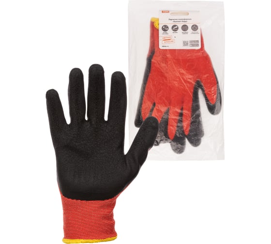Изображение товара Полиэфирные перчатки TDM ELECTRIC Контакт-Хард, рельефное латексное покрытие, 1 пара SQ1016-0319