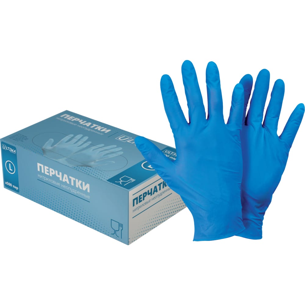 Текстурированные нитриловые неопудренные перчатки ULTIMA перчатки нитриловые одноразовые 40шт s m