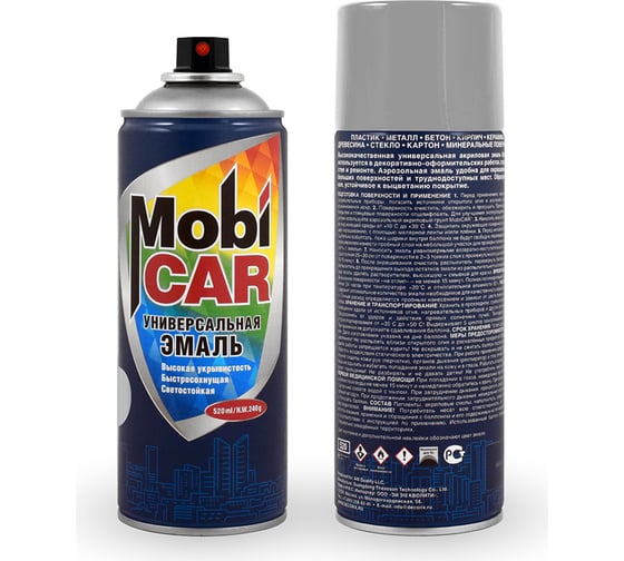 Изображение товара Универсальная эмаль Mobicar 520 мл RAL 9006 серебристо алюминиевый 0505-9006 MC