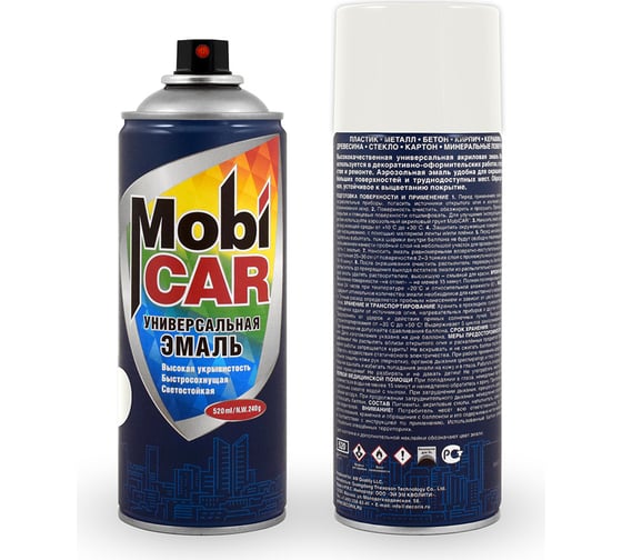 Изображение товара Универсальная эмаль Mobicar 520 мл RAL 9016 транспортный белый матовый 0505-9016 МС