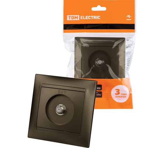 Изображение товара Розетка TDM ELECTRIC SAT F-разъем, 0-2400МГц, бронза, Лама SQ1815-0721