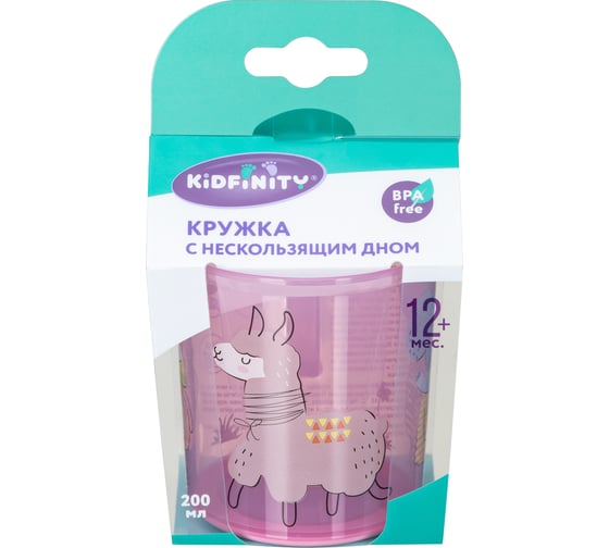 Изображение товара Детская кружка с декором и нескользящим дном Kidfinity 200 мл, розовый 431323305