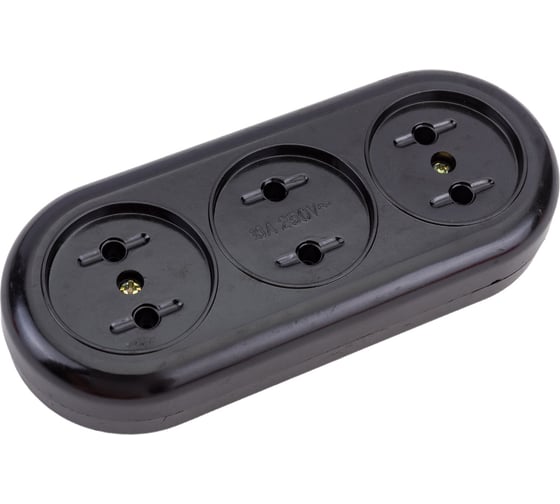 Изображение товара Розеточная колодка TDM ELECTRIC Ретро 3 гнезда, 2П, 16А, 250B, карболит SQ1806-0104