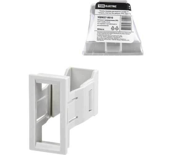 Изображение товара Лицевая панель TDM ELECTRIC для выреза в шкафу ПЛ-1, 1 модуль, пластик, без дверцы, IP40, серая SQ0827-0010