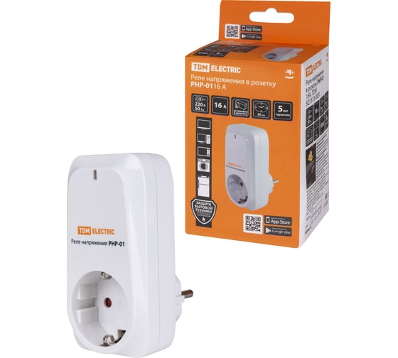 Изображение товара Реле напряжения в розетку TDM ELECTRIC РНР-01, 16А SQ1513-0001