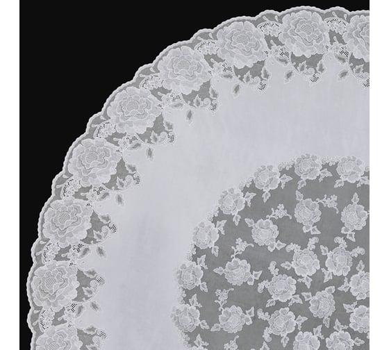 Изображение товара Готовая скатерть Towa Ажурная Dia Rose круглая диаметр 152 см белая 5173
