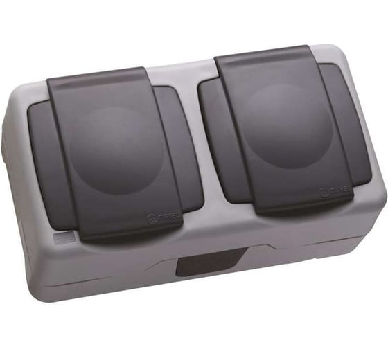 Изображение товара 2-местная розетка MAKEL ОП, 16А, IP55, серый 36064206