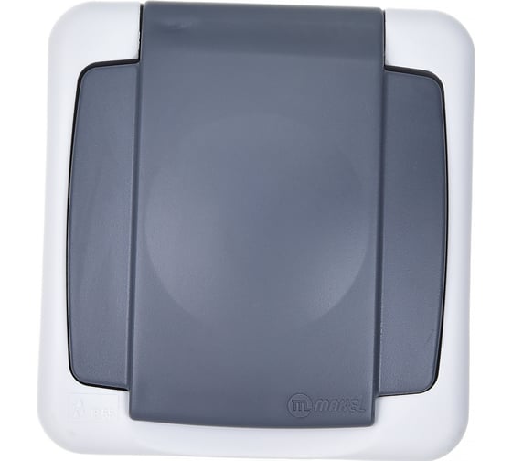 Изображение товара 1-местная розетка MAKEL ОП, 16А, IP55, с заземлением, с крышкой, серая 36064099