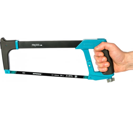 Изображение товара Ножовка по металлу GROSS PIRANHA 300 мм, обрезиненная рукоятка и захват 77600