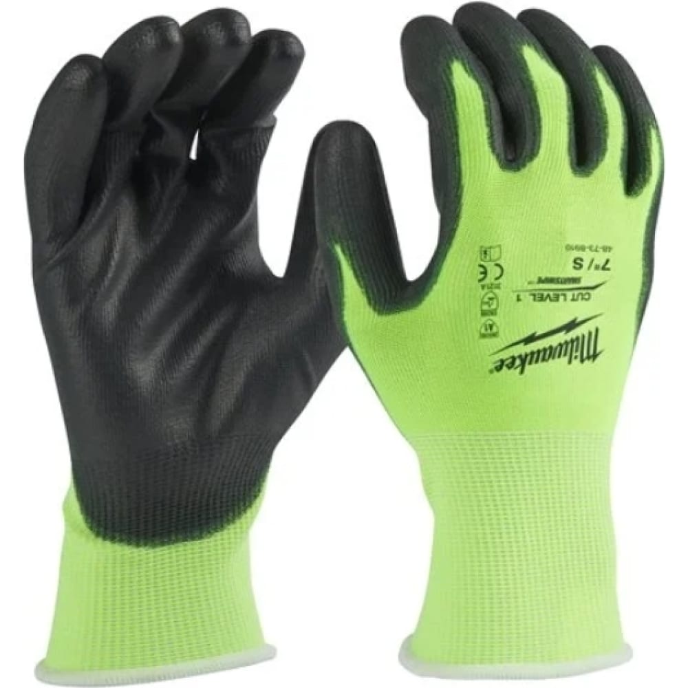 Сигнальные перчатки Milwaukee, размер 7, цвет салатовый