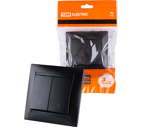 Изображение товара 2-клавишный выключатель на 2 направления TDM ELECTRIC 10А графит Лама SQ1815-0607